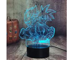 Goku und Vegeta - Lampada da notte 3D Z Cartoon Anime, cambia colore, 7 colori, touch remoto, USB, atmosfera, tavolo da casa, scrivania, decorazione moderna per ragazzi
