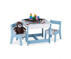 Relaxdays Tavolino da Bambini con Motivo di Cani, Set di Tavolo da Gioco con 2 Sedie, Bimbi e Bimbe, in MDF, Colorato, 100% Fibra di Legno