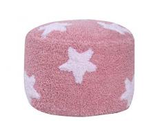 Happy Decor Kids Pouf Air Stars. Pouf Fatto a Mano, 100% Cotone Naturale. Ideale per la Cameretta dei Bambini. Lavabile in Lavatrice. Colore: Rosa e Bianco. Misure: 24 x 35 x 35 cm.
