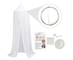 Decdeal Letto Rotondo per Bambini con Baldacchino in Chiffon e Altezza del Ginocchio di 94,5 cm Castello per Principessa, Appeso Zanzariera per Camere