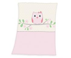Herding - Coperta per Bebè, 100% Poliestere, Motivo: Gufetto, Rosa, 75 x 100 cm