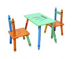 Kiddi Style Pastello Tavolo e 2 Sedie per bambini in Legno