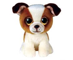 Ty - Peluche - Beanie Boos - Cane - Hugo - Bianco e Marrone - Cagnolino con occhioni glitter dorati - Il morbido pupazzo con gli occhi grandi scintillanti - 15 Cm - 36396, 2009297