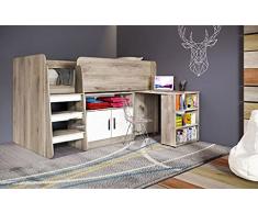 Cameretta Completa Cameretta a Soppalco Scrivania con Mensole 2 Ante Letto Singolo Cameretta Moderna Camera da Letto Bambini CCI5