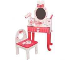 Set da Toeletta, Giocattoli da Toeletta per Bambini per Ragazze di 3-9 Anni Set da Toeletta per Bambini con Sedia a Specchio Giochi di Imitazione Tavolo da Trucco Giocattolo da Principessa per Bambine