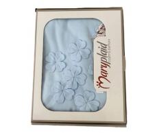 maryplaid Trapuntino in Pile Carrozzina 66x86 Quadrifoglio Azzurro con frappa