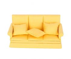 Haokaini Mini Casa delle Bambole Divano 1/12 Scala Casa delle Bambole Poltrona Mobili Divano Divano con 3 Cuscini Rimovibili Misura per Le Bambole Barbie Casa delle Ragazze Regalo di