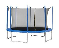 HOMCOM Tappeto Elastico per Bambini e Adulti con Rete e Bordo Imbottito, Trampolino da Giardino, Φ366x275cm, Blu e Nero