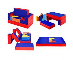 COSTWAY Set Multifunzionale 4 in 1 per Bambini, Blocchi Colorati Combinabili in Tavolo Divano o Cuscino, Set Attività per Arrampicarsi e Gattonare
