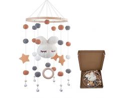 Campanella Da Letto Per Bambini, Campanello Culla Decorazione Cameretta, Carillon Culla Neonato, Adatto Per Presepe Decorazione, Soggiorno, Camera Da Letto Vestire, Coniglio Campanelli Eolici Bianco