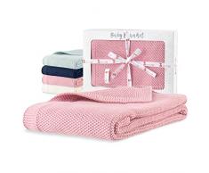 Sweety Fox - Copertina Neonato Bimbo e Bimba 80 x 100 cm - 100% Cotone Biologico - Coperta Neonato Rosa - Accessorio Perfetto per Bambini - Nuova Idea Regalo per Neonati Bambino e Bambina