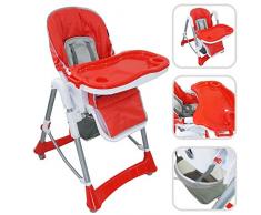 Todeco - Seggiolone Per Bambini, Sedia Pieghevole Per Bambini - Dimensioni letto disteso: 105 x 75 x 60 cm - Materiale: PP - Rosso