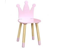 HOME DECO KIDS Sedia Corona Rosa Bambino Deco Camera Decoration Mobili, Legno-Pin, 28.00 x 27.00 x 54.00