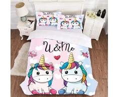 OldPAPA Set Copripiumino per Bambini, Set di Biancheria da Letto per Ragazze con Stampa di Cartoni Animati Carino con Federa per Ragazzi, Decorazione della Camera da Letto delle Ragazze dei Ragazzi