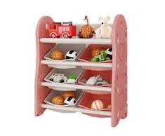 Xyanzi scaffali per Bambini Bookshelf per Bambini, Armadietto di Immagazzinaggio Mensola del Bambino Storage Rack Giocattolo di Plastica Classificato Mensola Asilo con 12 Plastic Bins - Blu, Rosa