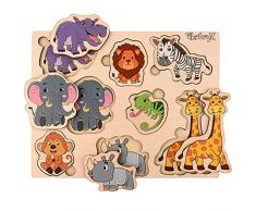 PikatoyZ Giochi Bambini 1 2 e 3 anni. Puzzle Bambini con animali della giungla. Giochi Montessori ideali come regalo per Natale o compleanni. Giocattoli per bambino o bambina. Gioco Montessori.