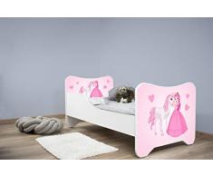 Letto singolo BAMBINO CAMERETTA LETTINO bambini con materasso !!! (PRINCIPESSA E CAVALLO)