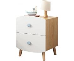 Comodino per Bambini in Legno Massello Bianco, Comodino Cartone Animato per Camera da Letto, Semplicità Comodino per Ragazzo E Ragazza 2 cassetti, per Soggiorno Camera da Letto 40X34X46CM (C
