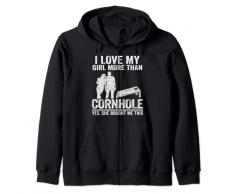 Poltrona sacco Toss Dad Mens I Love My Girl More Than Cornhole Felpa con Cappuccio