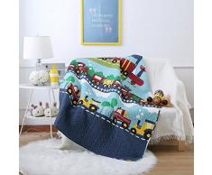 Ustide trapunta reversibile per lettino da bambini, in cotone, Cotone, Train, 43x51