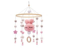 Fivtsme Giostrina Culla Neonato, Campana di Vento Stile Nordico, Carillon del Vento per Bambino, regalo per Culla Decorazione e Cameretta, Rosa