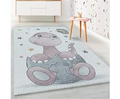 HomebyHome Tappeto per bambini Pila corta Bambino Dino Disegno Camera dei bambini Sala giochi Morbido Rettangolare Rotondo Corridori Rosa, colore:Rosa, Taglia:80x150 cm