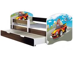 ACMA Letto per Bambino Cameretta per Bambino con Materasso Cassetto II WENGE (03 Macchina sportiva, 140x70 + Cassetto)