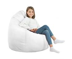 Italpouf Pouf Poltrona Sacco XL , Grande , Pouf per adulti e bambini , Pouf da Salone, Ecopelle , Pieno di Pallini di Polistirolo , Impermeabile , Certificato , Bianco