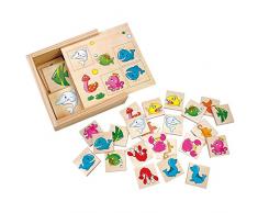 Mertens - Gioco Memory, animali acquatici, in scatola di legno