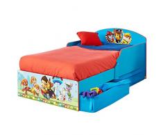 Paw Patrol Worlds Apart Lettino per Bambini con Cassettoni, MDF, Multicolore, 59 x 142 x 77 cm