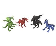 Idena 40090, Set di Figure di Gioco con 4 Draghi, in Plastica, Ognuno Alto Circa 16 cm, Divertente per la Vasca da Bagno, la Sabbiera, Nella Cameretta e Nella Stanza dei Bambini