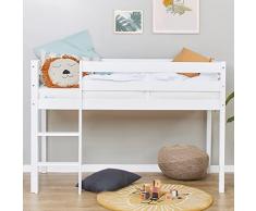 Hoppekids ECO Comfort Lettino per bambini a soppalco 70x160 + Doghe del letto | Bianco | Nordic Ecolabel | Pino massiccio dellUE