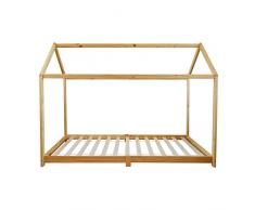 Rebecca Mobili Letto Montessori Bambini, Lettino Cameretta Bambini, Forma Casetta, Legno Di Pino, Design Nordico, Rete Con Doghe 90 x 200 cm - Art. RE6763