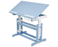 TecTake 400927 Scrivania per bambini regolabile in altezza blu