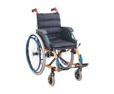Carrozzina Pediatrica GIMA, sedia a rotelle per bambini, sedura 35cm, tessuto nero, portata massima 100 kg