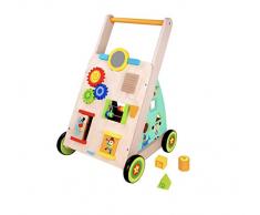 RB&G Girello Macchina per Imparare a Camminare Legno con Giochi di abilità motorie Learning car Motricità Gioco e Auto Eseguire Gioco di Apprendimento Walker Creatività Bambino Piccolo Baby Colori