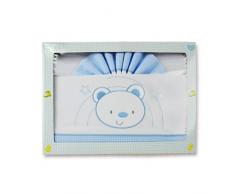 PEKITAS - Parure di lenzuola di flanella sottili per bebè, 3 pezzi, per lettino da 60 x 120 cm, 100% cotone, prodotto in Portogallo blu-bianco