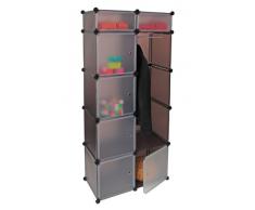 Ts Ideen 5120 Mobile da Bagno, Armadio da Cameretta, 7 Scomparti con Sportelli e Vano con Asta Appendiabiti, Polipropilene, Marrone