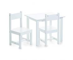 Zeller, Set di tavolino e sedie per bambini, 3 pz., Bianco (Weiß), dimensioni tavolo: 59 x 47 x 45 cm, dimensioni sedie: 28 x 28 x 51,5 cm