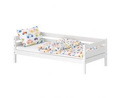 WNM Group Lettino per bambini e bambine Cairo – Letto in legno massello – Letto di alta qualità 160 x 80 cm – Bianco