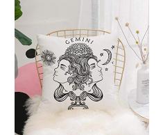 Nuovo Moda Morbido Copricuscino,Gemelli zodiacali, romantici oroscopi mistici giorno e notte co,Poliestere/Cotone Decorativo Fodera Quadrata per Cuscino per Divano Camera da Letto Casa Auto 45x45cm