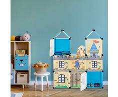 Relaxdays Scaffale Componibile per la Cameretta, Castello, in Plastica, Armadietto con Ante, HLP 128x110x37 cm, Colorato