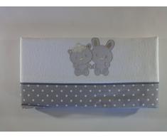 Pekitas - Set di 3 lenzuola per lettino da 60 x 120 cm, 100% flanella di cotone, prodotte in Spagna, colore: grigio