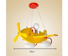 tkind LED Lampadario cartone animato aereo Occhi Proteggere lampada a sospensione in legno ferro lampade da soffitto personalità creativa lampadario elegante Lovely illuminazione decorativa per bambini principessa camera da letto