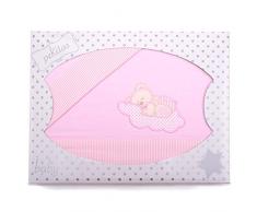 PEKITAS Bebe Set di lenzuola sottili 3 pezzi per culla 60 x 120 100% cotone (Osito nuvola rosa)