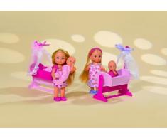 Simba 105736242 - Evi Love, Bambola con bambino, culla e accessori, 2 modelli