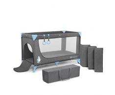 Kinderkraft Lettino Campeggio JOY, Culla da Viaggio, Pieghevole, Ruote, Borsa Trasporto, per Bambini 0-25 Kg, Blu