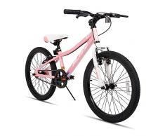 Hiland Climber Bicicletta per Bambini 20 Pollici con Forcella Ammortizzata, Bici per Bambino e Bambina con Freno a V, Rosa