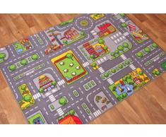 The Rug House Tappeto gioco per bambini con Strade della città, Poliammide, Grey, 95cm x 133cm (3'1 x 4'4)