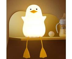 Luce notturna per bambini, simpatica lampada da comodino in silicone a forma di anatra, ABS + SIL, controllo touch, portatile e ricaricabile, dimmerabile, regalo di compleanno per ragazzi e ragazze